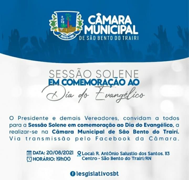 Sessão Solene na Câmara Municipal, em Comemoração ao Dia do Evangélico! 